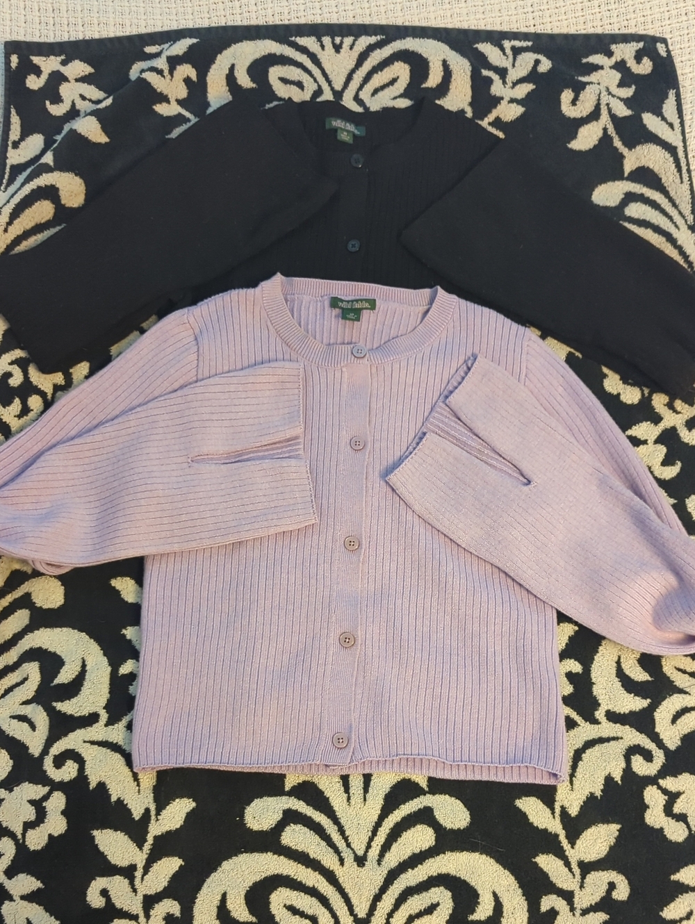 2 Pack wild fable Lavender & Black Ribbed Bell Sleeve Button-Up Crop Cardigans